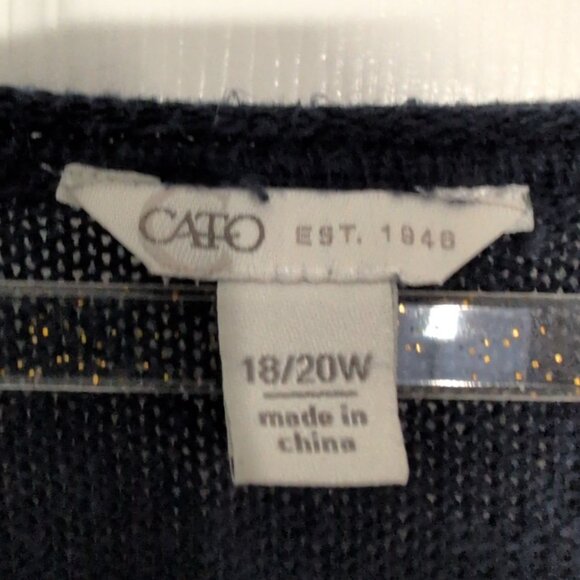 Cato Star Sweater Womens Size 18/20W Blue Bell Sleeve Cotton Blend Knit Pullover - Picture 5 of 11